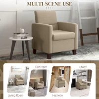 HOMCOM Fabric Accent Chair, Modern Armchair with Seat Cushion and Non-Slip Pads for Living Room, Bedroom, Light Brown(m-7)