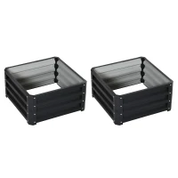 Outsunny 2' x 2' x 1' 2-Piece Raised Garden Bed Box with Steel Frame for Vegetables, Flowers, & Herbs, Grey(m-1)