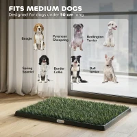 PawHut Dog Grass Pad with Tray, Artificial Grass Pet Training Toilet with Drainage Grid, Grass Mat(m-7)