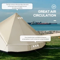 Outsunny 16.4' Large Family Teepee Tent Canvas Bell Tent Camp Shelter for Camping Hunting Beige(m-5)