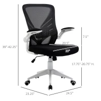 Vinsetto Mid-Back Mesh Home Office Chair Computer Task Ergonomic Desk Chair with Lumbar Back Support, Flip-Up Arm, and Adjustable Height, Black(m-3)