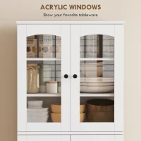 HOMCOM 64" Tall Kitchen Pantry Cabinet, Kitchen Cabinet with Soft-Close Acrylic Doors, 10 Shelves, 8 Door Racks, White(m-6)