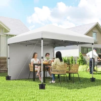 Outsunny 10' x 10' Pop Up Canopy with Sidewalls, Roller Bag, Height Adjustable Instant Tent for Outdoor, Garden, Patio, White(m-1)