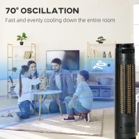 HOMCOM 42'' Evaporative Air Cooler, Ice Cooling Fan with 3 Speeds, 4 Modes, 12 Hour Timer, LED Display and Remote Control for Bedroom, Office or Living Room, Black(m-7)