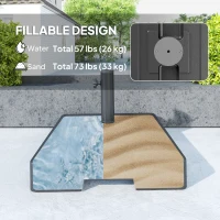 Outsunny Plastic Square Patio Umbrella Base with Wheels Handle, Heavy Duty Outdoor Umbrella Stand Base, Filled Up to 73lb with Stand or 57lb with Water for Garden, Poolside, Black(m-5)