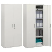 HOMCOM 71" Tall Garage Cabinet, Metal Storage Cabinet with 2 Doors, 4 Adjustable Shelves for Home Office, Study, Garage, White(m-9)