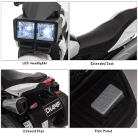 Aosom 6V Kids Motorcycle, Battery-Operated Mini Electric Motorbike with Forward/Reverse Switch, Horn, White(m-7)