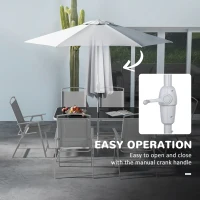 Outsunny 8 Piece Patio Set with Umbrella, 6 Folding Chairs, Rectangle Table, Outdoor Dining Set for 6 with Mesh Seat, Grey(m-7)