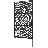 Outsunny Metal Outdoor Privacy Screen, 72" x 38" Freestanding Outdoor Divider, Black(m-2)