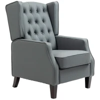 HOMCOM Faux Leather Armchair, Modern Accent Chair with Thick Padding for Living Room, Bedroom, Home Office, Grey(m-2)