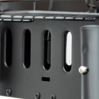 Outsunny Portable BBQ Grill, Charcoal Grill with Side Seasoning Baskets, Hooks and Nets for Outdoor, Picnic, Camping, Black(m-10)