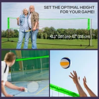 Soozier Portable Badminton Set, Pickleball Volleyball Net with 3 Shuttlecocks, 4 Rackets, for Indoor Outdoor, Beach, Backyard(m-5)