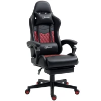 Vinsetto Racing Gaming Chair Diamond PU Leather Office Gamer Chair High Back Swivel Recliner with Footrest, Lumbar Support, Adjustable Height, Black(m-1)