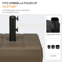Outsunny Umbrella Stand for 1.5", or 1.9" Umbrella Poles, Fillable Umbrella Base, Brown(m-4)