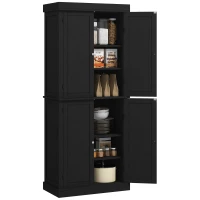 HOMCOM 72.5" Freestanding Kitchen Pantry Cabinet with 4 Doors, Black(m-9)