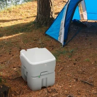 HOMCOM Outdoor Portable Travel Toilet Flushable Tank with Level Indicator  3 Way Pistol for Camping Boating Roadtripping 5.3 Gallon (20L)(m-8)