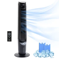 HOMCOM 42'' Evaporative Air Cooler, Ice Cooling Fan with 3 Speeds, 4 Modes, 12 Hour Timer, LED Display and Remote Control for Bedroom, Office or Living Room, Black(m-1)