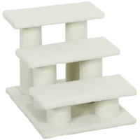 PawHut 18" 3 Tier Pet Stairs Dog Cat Step Scratch Post Furniture, Beige(m-2)