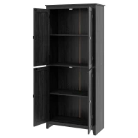 HOMCOM 72" Freestanding Storage Cabinet, Kitchen Pantry Cabinet with Doors and Shelves for Dining Room, Black(m-2)