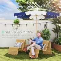 Outsunny 9FT Patio Umbrella with 8 Ribs, Crank & Tilt, UPF 50+ for Garden, Deck, Poolside, Mixed Colour(m-5)