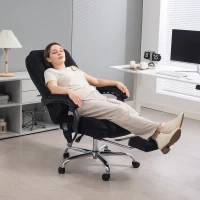 Vinsetto Massage Office Chair, Heated Reclining Computer Chair with Adjustable Height and Footrest, Black(m-2)