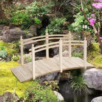 Outsunny Fir Wood Garden Bridge Arc Walkway with Side Railings for Backyards, Gardens, and Streams, Natural Wood, 89.75" x 29.5" x 43.25"(m-15)