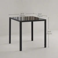 HOMCOM Square Kitchen Table for 2-4 People, Dining Table with Glass Top and Steel Legs for Dining Room, Black(m-3)