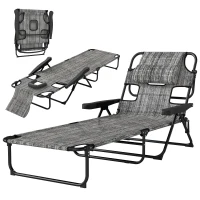 Outsunny Folding Lounge Chair w/ Reclining Back, Mixed Grey(m-2)