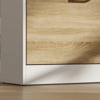 HOMCOM Shoe Cabinet, Slim Shoe Organizer Cabinet with 2 Flip Drawers, Adjustable Shelves, Drawer and Glass Top(m-9)