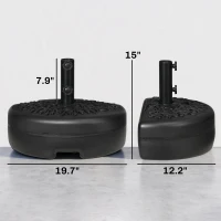 Outsunny Half Round Umbrella Base, Sand or Water Filled Half Patio Umbrella Stand Holder for Lawn, Deck, Black(m-3)
