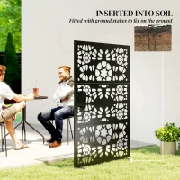 Outsunny Metal Outdoor Privacy Screen, 72" x 38" Freestanding Outdoor Divider, Black(m-5)