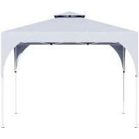10' x 10' Easy Pop-Up Canopy Party Tent  Canopy Shelter with 2-tier Roof - White(m-11)