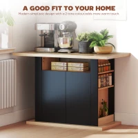 HOMCOM Kitchen Island Dining Table with Storage Cabinet, Large Tabletop for 4 People, 4-Door Cupboard & Shelves, Black(m-4)