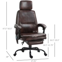 Vinsetto High-Back 6-Point Vibration Massaging Office Chair with 5 Modes, Headrest, Padded Seat, Wheels, Retractable Footrest, Brown(m-4)