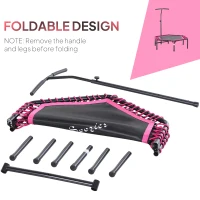 Soozier 48" Adult Hexagon Rebounder Trampoline Fitness Bungee Jumping Cardio Trainer Outdoor Bouncer Jumper Adjustable Bar Pink(m-4)