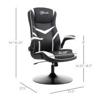 Vinsetto High Back Video Gaming Chair Height Adjustable Flip-up Armrest 360° Swivel Racing Gamer with Pedestal Base, Black and White(m-3)