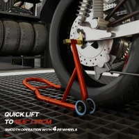 HOMCOM Motorcycle Rear Wheel Stand, Universal Motorcycle Lift with Adjustable U + L Swingarm Spool, Red(m-5)