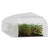 Outsunny 26'L x 10'W x 6.8' H Large Steeple Walk-In Greenhouse Outdoor Garden Plant Seed Tunnel Grow Tent Premium Steel Frame White(m-2)