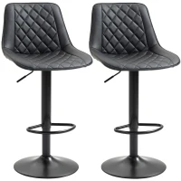 HOMCOM Bar Stools Set of 2, Swivel Counter Height Barstools with Back, Footrest, Adjustable Height, Black(m-9)