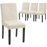 HOMCOM Modern Dining Chairs Set of 4, Kitchen Chairs with Rubberwood Legs and Padded Seat, Beige(m-9)
