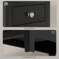 HOMCOM Narrow Side Table with Charging Station, USB Ports, Modern End Table with Storage Shelf, Drawers for Living Room, Black(m-6)