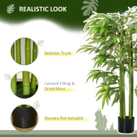 HOMCOM 4.5FT Artificial Bamboo Tree, Decorative Faux Plant in Nursery Pot for Indoor or   Decor(m-4)