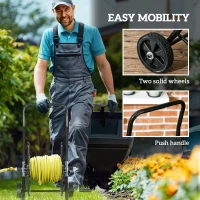 Outsunny 98 ft of 5/8" Hose Reel Cart (Hose Not Included), Garden Water Hose Carts with Wheels for Yard, Lawn, Black(m-6)