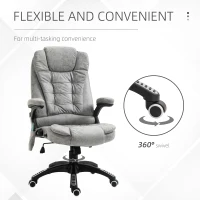 Vinsetto 6 Point Vibration Massage Office Chair with Heat, High Back Executive Office Chair with Padded Armrests, Microfiber Reclining Computer Chair, Gray(m-11)