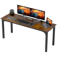 HOMCOM 71" Computer Desk, Desktop Desk with Metal Legs, Rustic Brown(m-3)