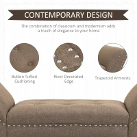 HOMCOM Modern Button Tufted Sitting Bench, Accent Fabric Upholstered Ottoman for Bedroom or Living Room, Brown(m-5)