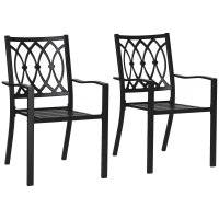 Outsunny 2 PCs Dining Chairs, Outdoor Armchairs, Stackable Design, Black(m-9)