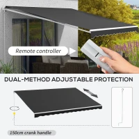 Outsunny 16' x 10' Electric Awning, Retractable Awning, Black(m-4)