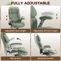 HOMCOM Ergonomic Office Chair with Inflatable Adjustable Lumbar Support, 400 Lbs Heavy Duty High Back Desk Chair, Light Green(m-7)