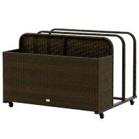 Outsunny PE Rattan Pool Float Storage Organizer with Wheels, Mixed Brown(m-1)